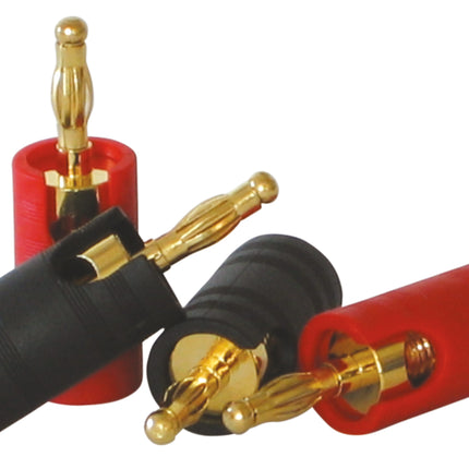 Dynavox banaanstekker set verguld 4 stuks rood/zwart