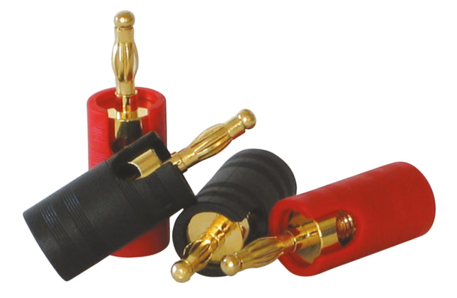 Dynavox banaanstekker set verguld 4 stuks rood/zwart