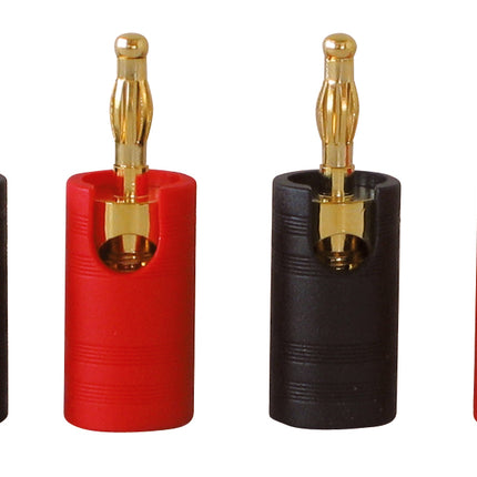 Dynavox banaanstekker set verguld 4 stuks rood/zwart