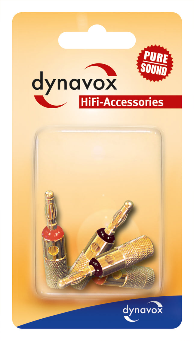 Dynavox banaanstekker set verguld set van 4 stuks rood/zwart