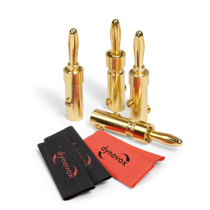 Dynavox perfect sound banaanstekker set met krimpkous