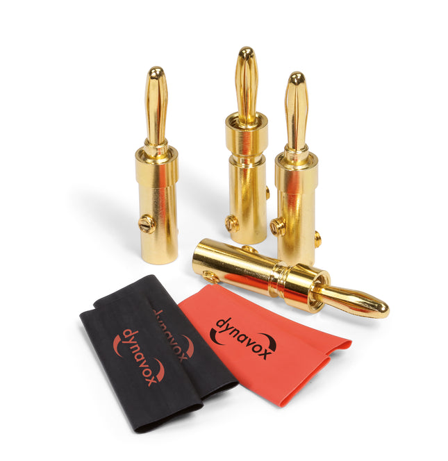 Dynavox perfect sound banaanstekker set met krimpkous