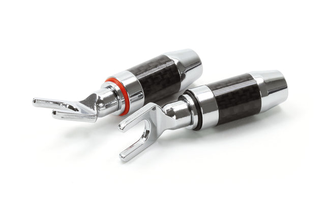 Dynavox kabelschoen plug vork carbon rhodium vergulde set rood/zwart