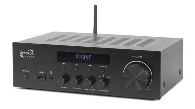 Dynavox VT-90 versterker met Phono en Bluetooth ingang en A+B schakeling