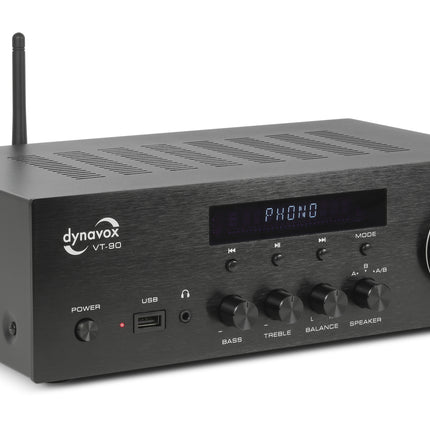 Dynavox VT-90 versterker met Phono en Bluetooth ingang en A+B schakeling