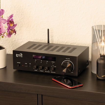 Dynavox VT-90 versterker met Phono en Bluetooth ingang en A+B schakeling