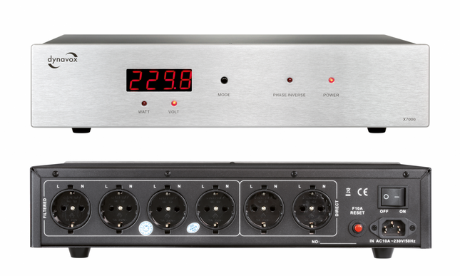 Dynavox X7000B High-End HiFi netfilter zilver met Watt en Voltage Display