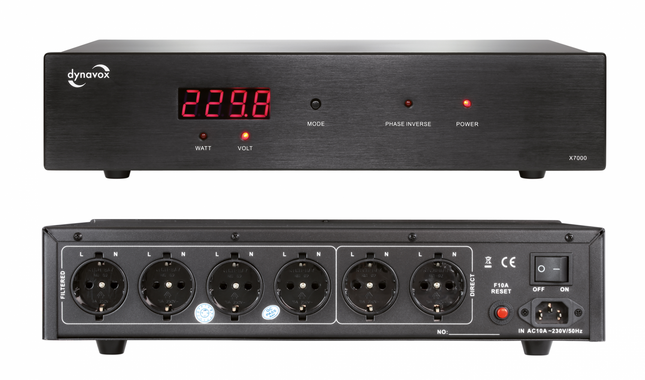 Dynavox X7000B High-End HiFi netfilter zwart met Watt en Voltage Display